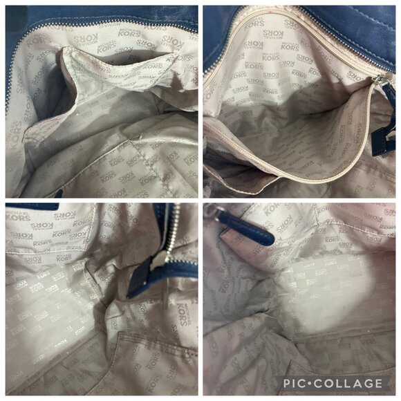 MICHAEL MICHAEL KORS NEWMAN NAVY BLUE LEATHER LARGE TOTE,SHOULDER BAG,CROSSBODY - Picture 13 of 15